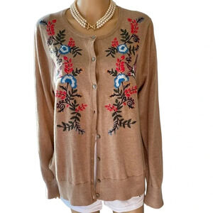 Novelty Embroidery Boho Soft Cozy Casual Cardigan Sweater Women Plus 1X Stretch